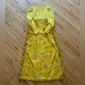 Yellow Floral Vintage Dress